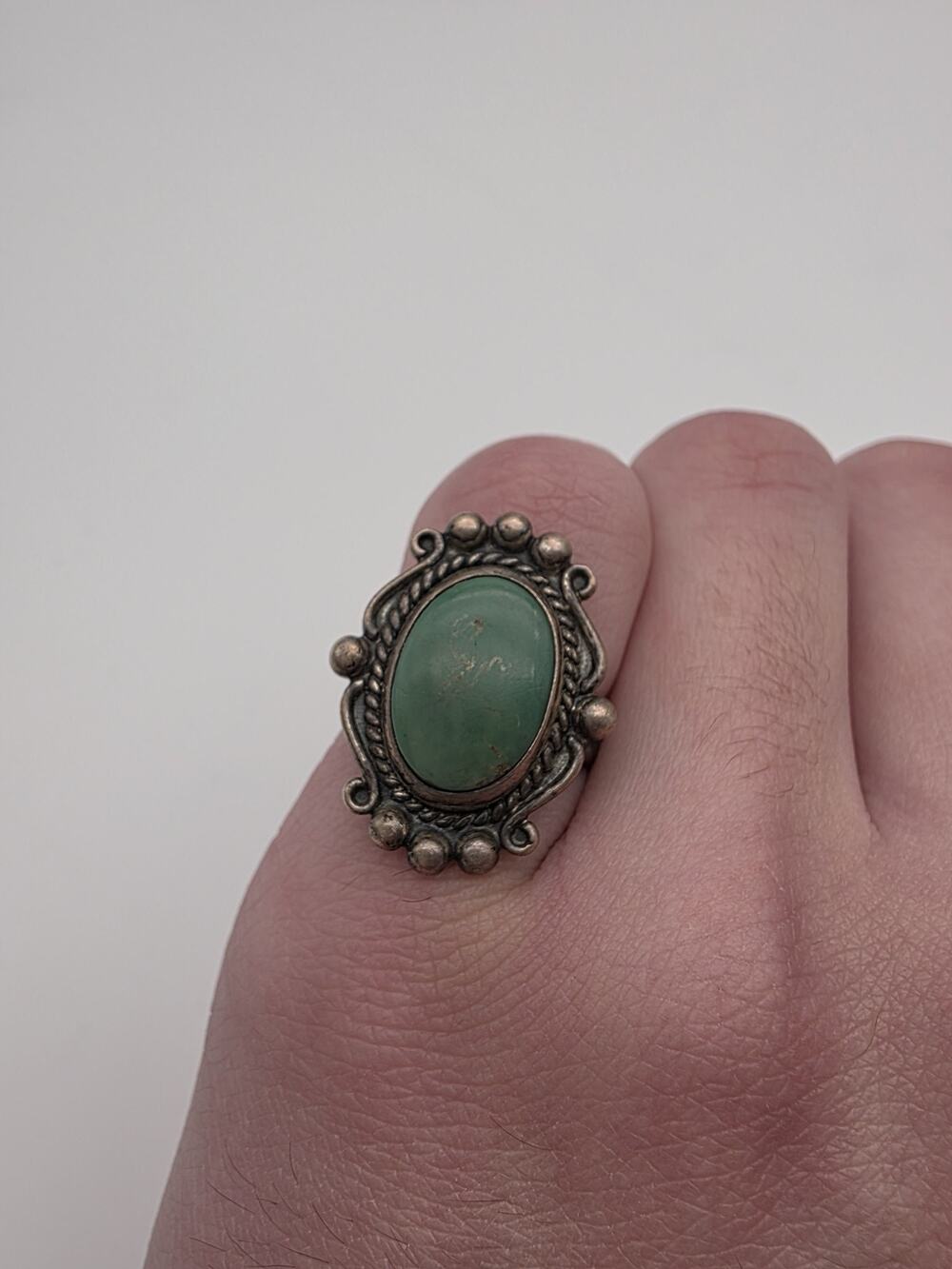 Native American Sterling Silver 925 Turquoise Ring Size 7.5
